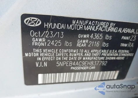 2014 Hyundai Sonata Gls from USA, damaged, VIN 5NPEB4AC9EH837792